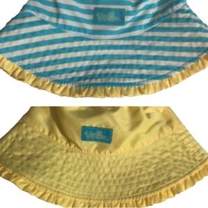 UV SKINZ REVERSIBLE SUN HAT • YELLOW W TURQUOISE/WHITE STRIPES ON REVERSE • OS